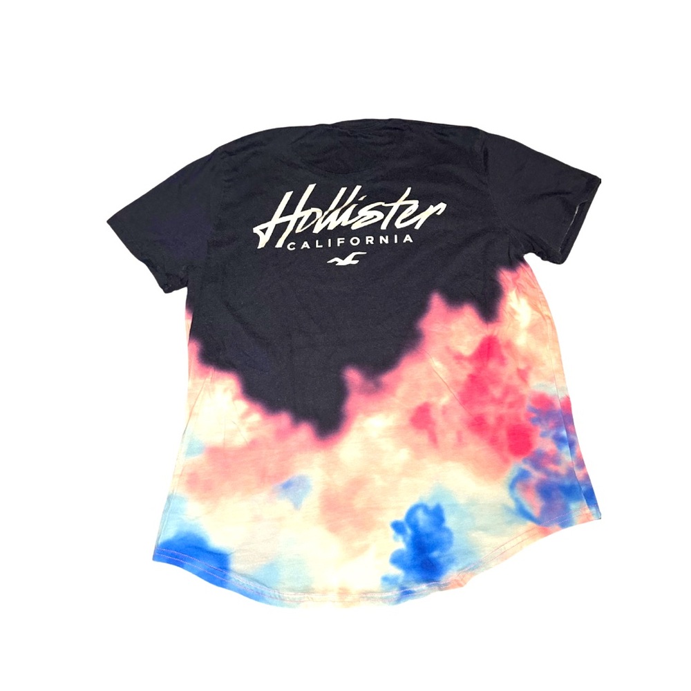 Hollister (solid top tie dye botton)Men’s T-Shirt XL navy blue with multi color